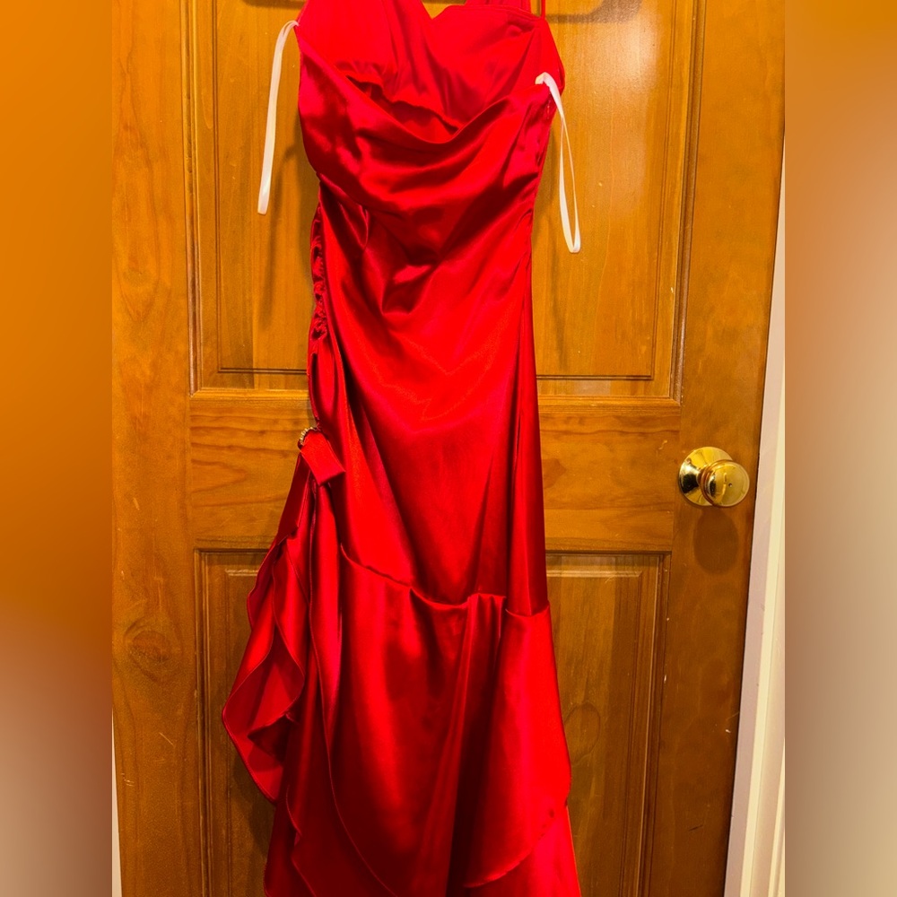 Vintage Blondie Nites Vibrant Red Asymmetrical Dress
